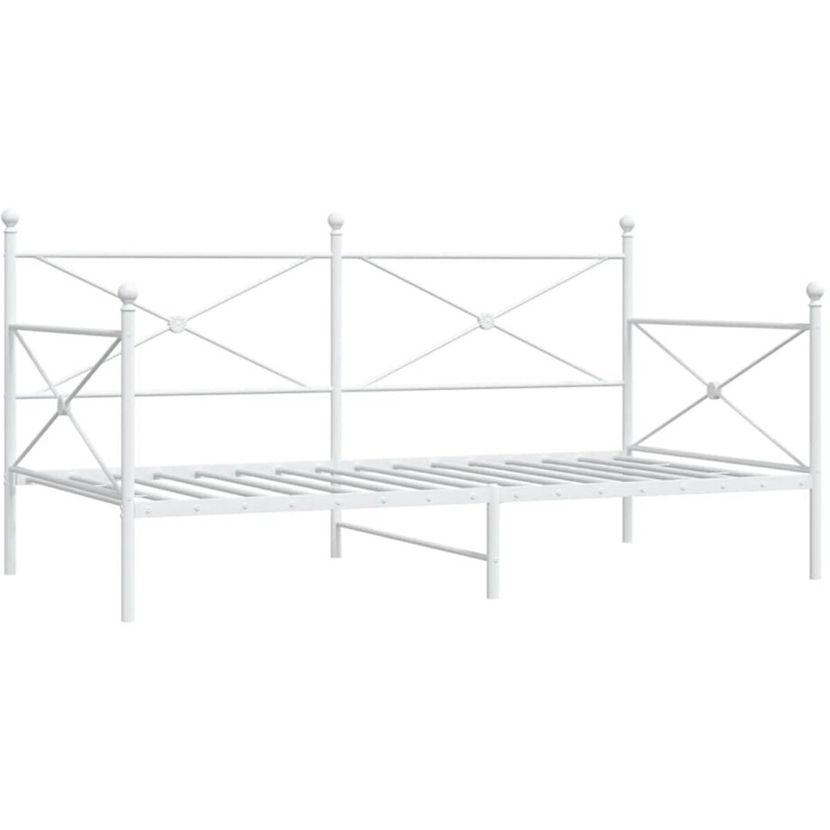 vidaXL - Slaapbank - zonder - matras - 100x200 - cm - staal - wit vidaXL - Slaapbank - zonder - matras - 100x200 - cm - staal - wit afbeelding 1