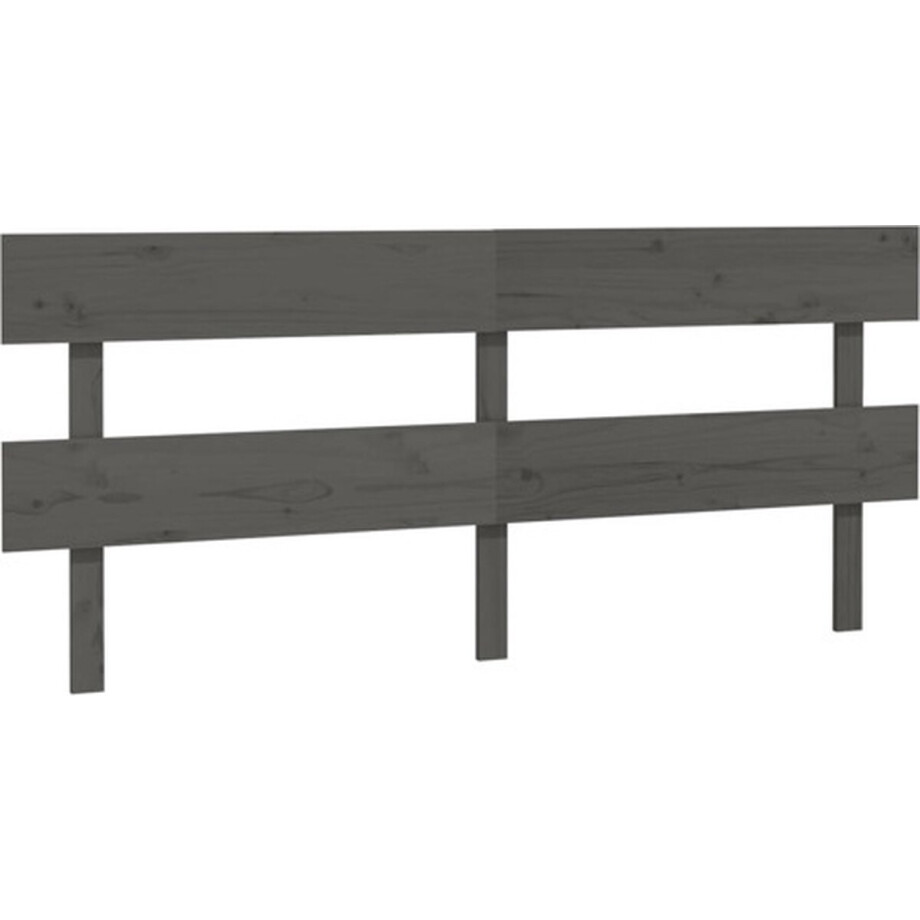 vidaXL - Hoofdbord - 204x3x81 - cm - massief - grenenhout - grijs afbeelding 1