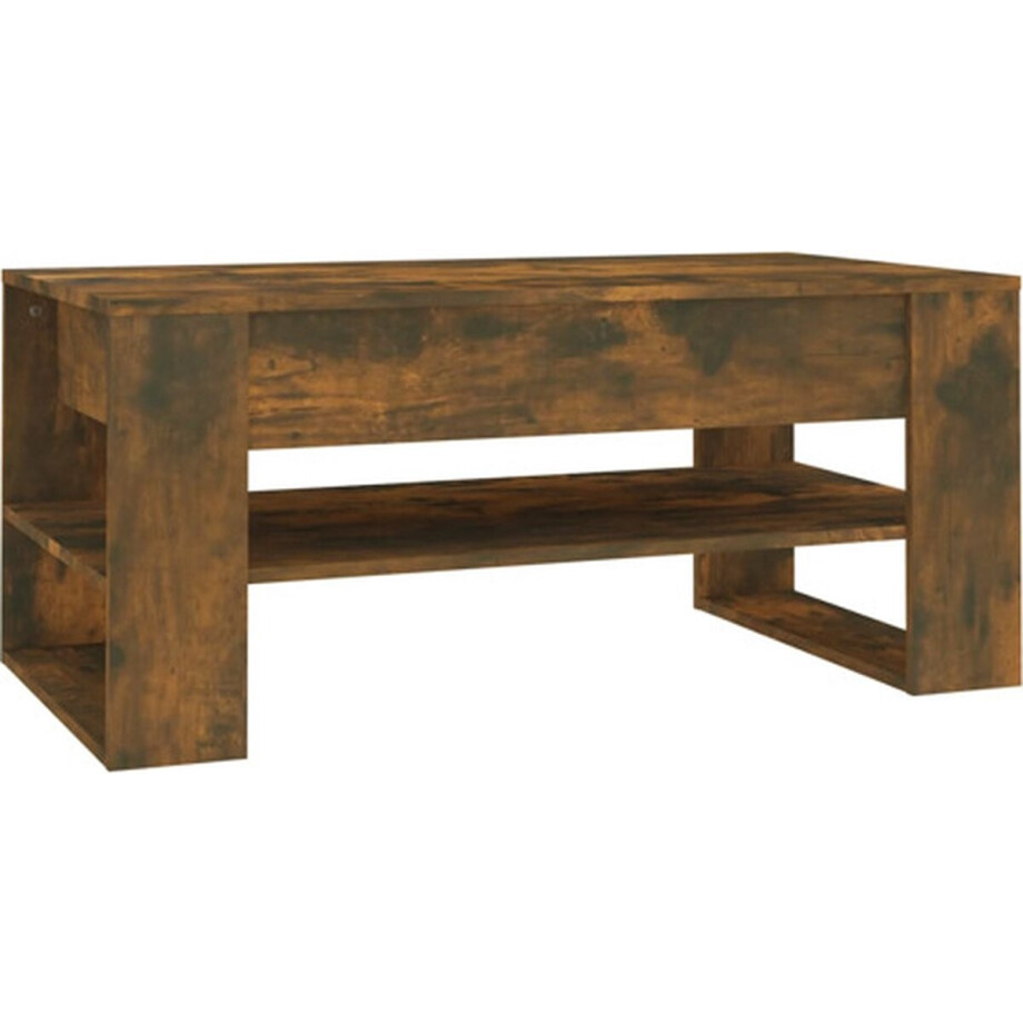 vidaXL - Salontafel - 102x55x45 - cm - bewerkt - hout - gerookt - eikenkleurig vidaXL - Salontafel - 102x55x45 - cm - bewerkt - hout - gerookt - eikenkleurig afbeelding 1