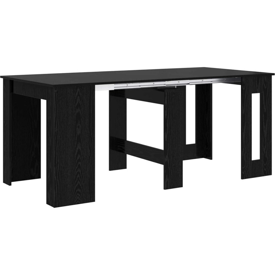 vidaXL - Eettafel - 180 - x - 85 - x - 75 - cm - Bewerkt - hout - Zwart - eiken - Rechthoekig afbeelding 1