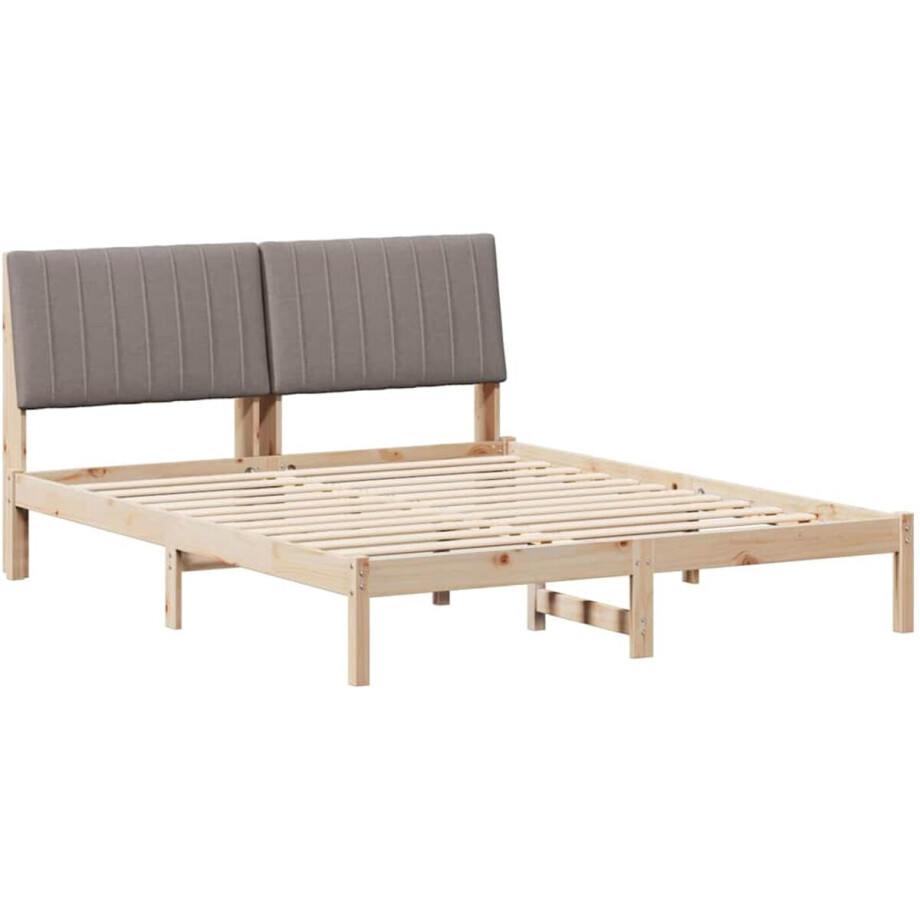 vidaXL - Bedframe - met - hoofdeinde - Bruin - 150 - x - 200 - cm - Massief - grenenhout vidaXL - Bedframe - met - hoofdeinde - Bruin - 150 - x - 200 - cm - Massief - grenenhout afbeelding 1