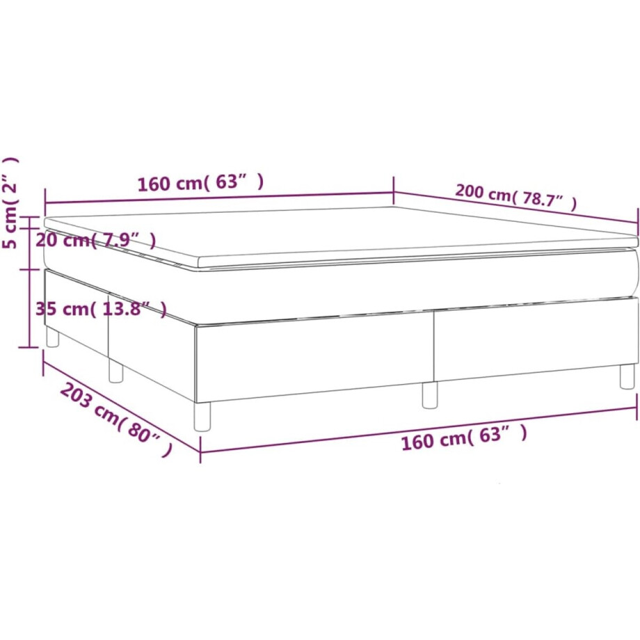vidaXL - Boxspring - met - matras - stof - blauw - 160x200 - cm afbeelding 1