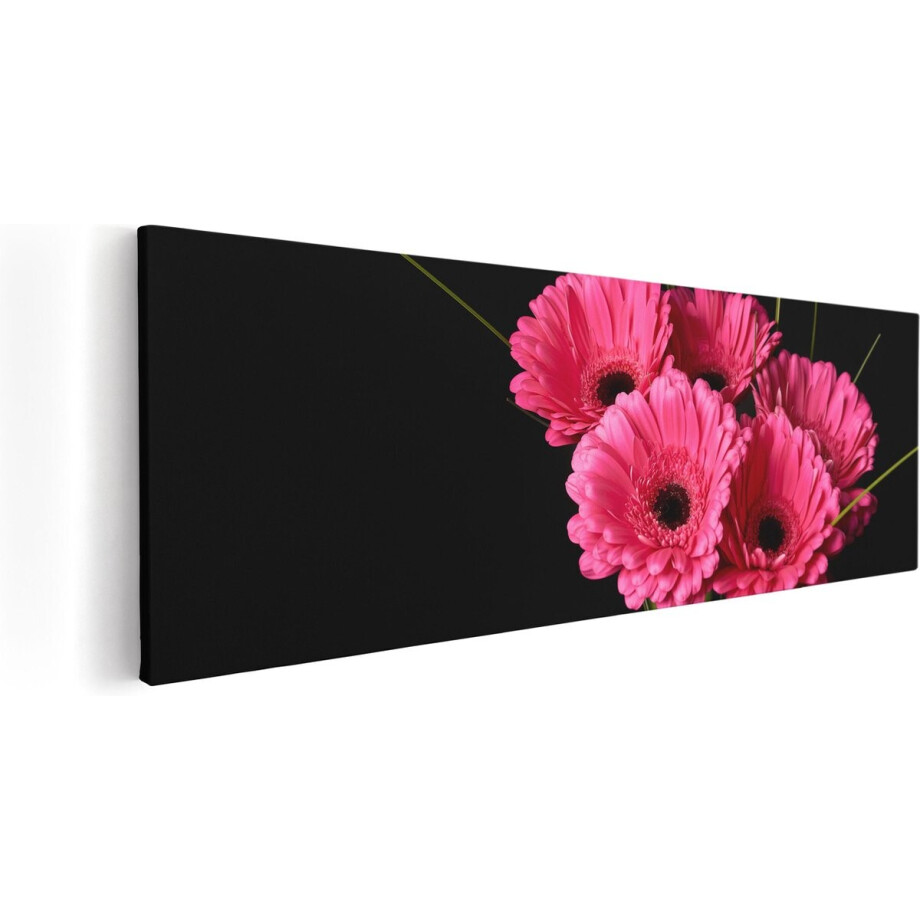 Artaza Canvas Schilderij Roze Gerbera Bloemen - 60x20 - Foto Op Canvas - Canvas Print afbeelding 1