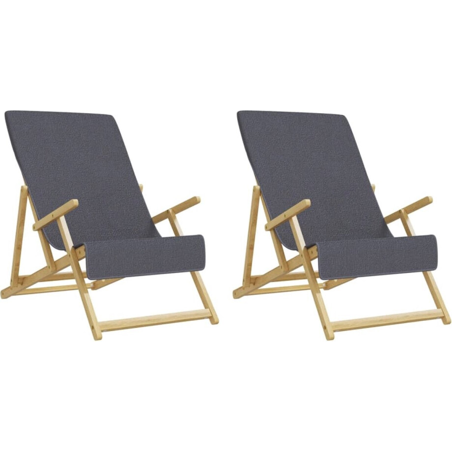 vidaXL - Strandhanddoeken - 2 - st - 400 - g/m² - 60x135 - cm - stof - antracietkleurig afbeelding 1