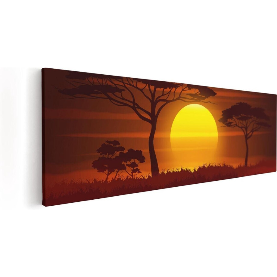 Artaza Canvas Schilderij Zonsondergang In De Savanne - Abstract - 60x20 - Foto Op Canvas - Canvas Print afbeelding 1