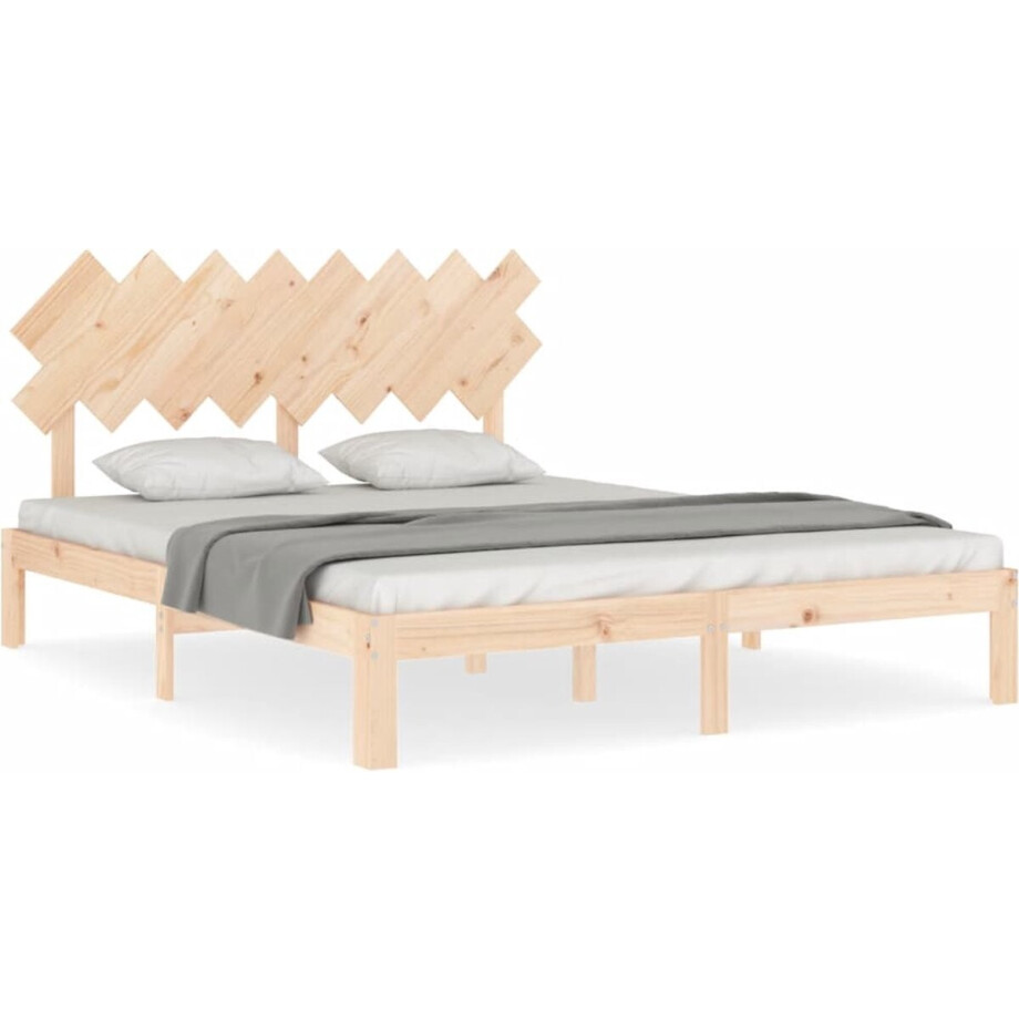 vidaXL - Bedframe - zonder - matras - massief - grenenhout - 160x200 - cm vidaXL - Bedframe - zonder - matras - massief - grenenhout - 160x200 - cm afbeelding 1
