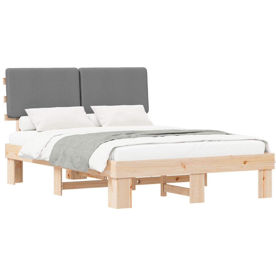 vidaXL - Bedframe - met - Gevoerde - Hoofdbord - Lichtgrijs - 140 - x - 200 - cm vidaXL - Bedframe - met - Gevoerde - Hoofdbord - Lichtgrijs - 140 - x - 200 - cm afbeelding 1