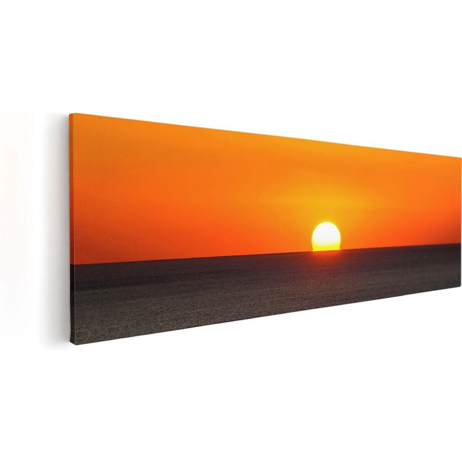 Artaza Canvas Schilderij Zonsondergang Zee - 120x40 cm - Groot - Wanddecoratie Strand - Muurdecoratie Zeezicht - Decoratie Zon afbeelding 1