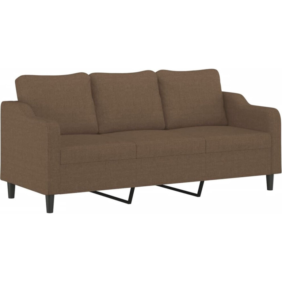 vidaXL - Driezitsbank - 180 - cm - stof - bruin afbeelding 1