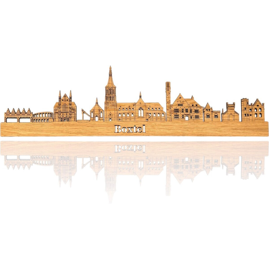 Skyline van Boxtel - Eikenhout - 60cm - Wanddecoratie van hout afbeelding 1