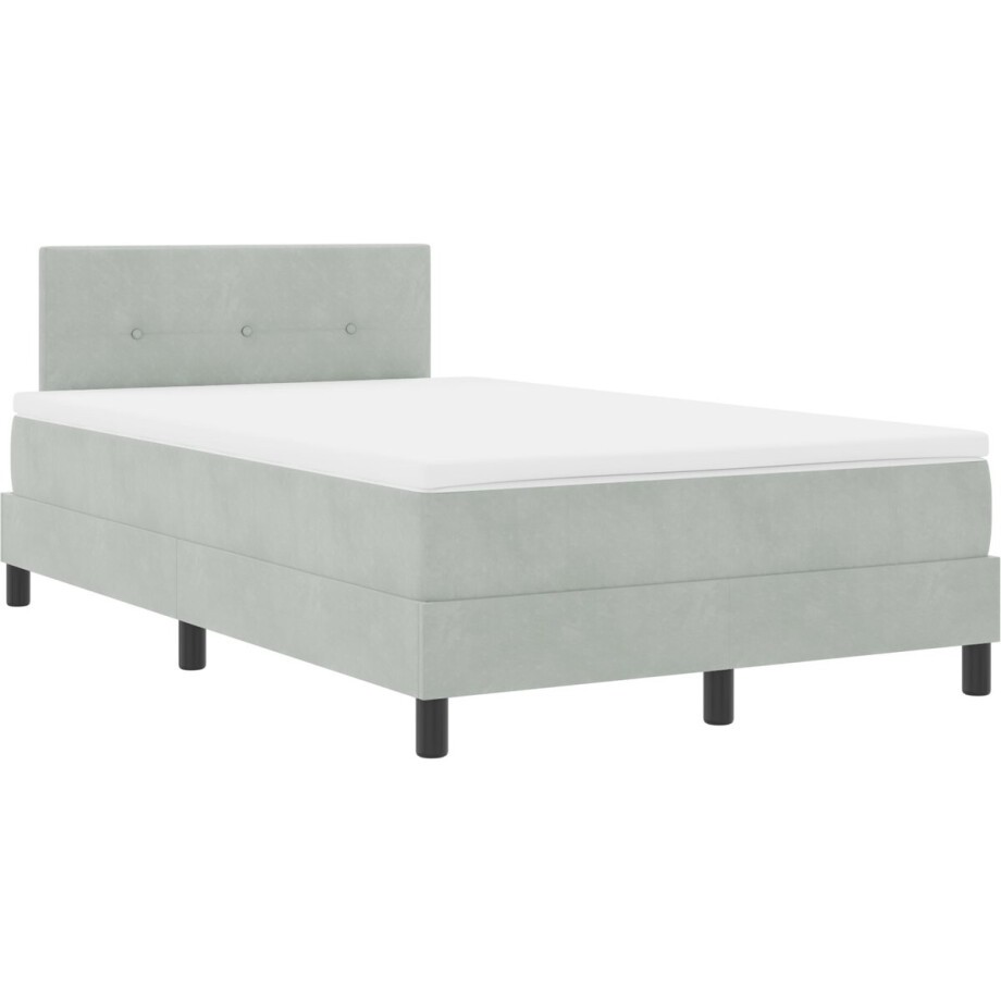 vidaXL - LED - Box - Spring - Bed - met - matras - Lichtgrijs - 120 - x - 200 - cm - Fluweel vidaXL - LED - Box - Spring - Bed - met - matras - Lichtgrijs - 120 - x - 200 - cm - Fluweel afbeelding 1