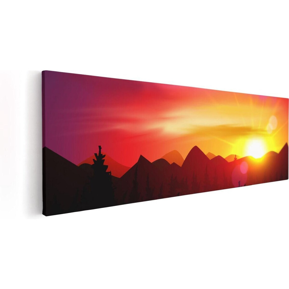 Artaza Canvas Schilderij Zonsondergang In De Bergen - Abstract - 60x20 - Foto Op Canvas - Canvas Print afbeelding 1