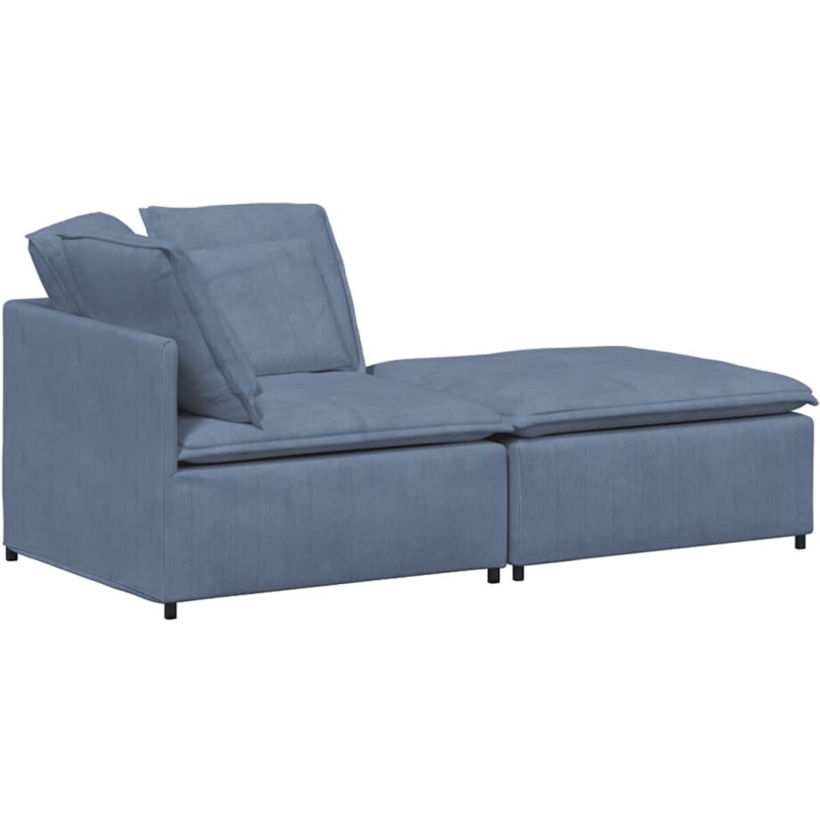 vidaXL - Modulaire - bank - met - voetenbank - en - kussens - corduroy - stof - blauw vidaXL - Modulaire - bank - met - voetenbank - en - kussens - corduroy - stof - blauw afbeelding 1