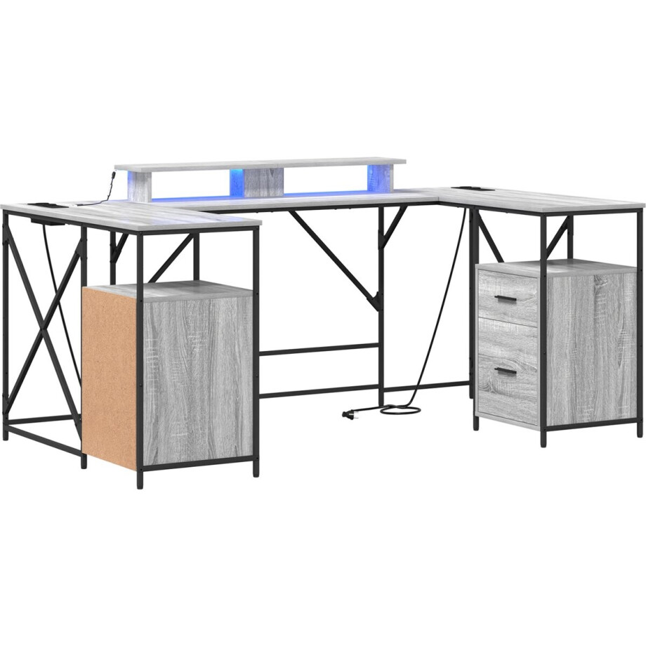 vidaXL - Bureau - met - lade - Grijs - Sonoma - 182 - x - 101 - x - 87,5 - cm - Bewerkt - hout afbeelding 1