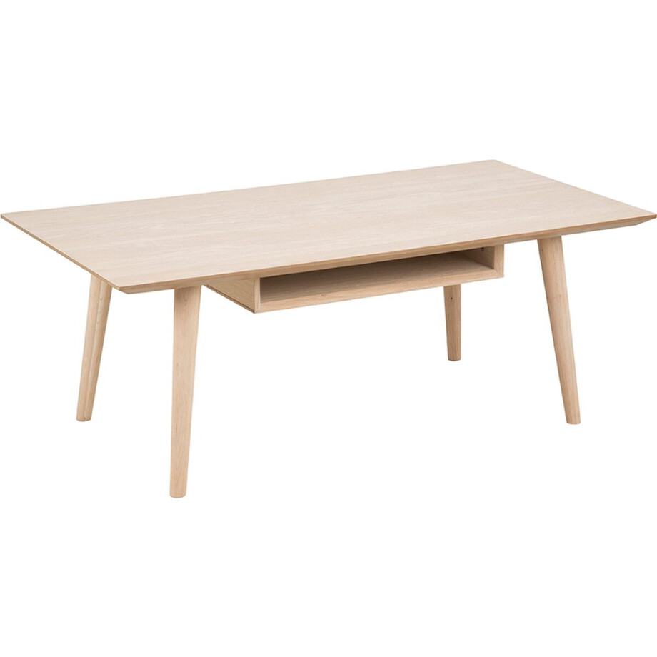 Cent salontafel met 1 plank eiken geloogd wit - 115x60x42 cm. Cent salontafel met 1 plank eiken geloogd wit - 115x60x42 cm. afbeelding 1