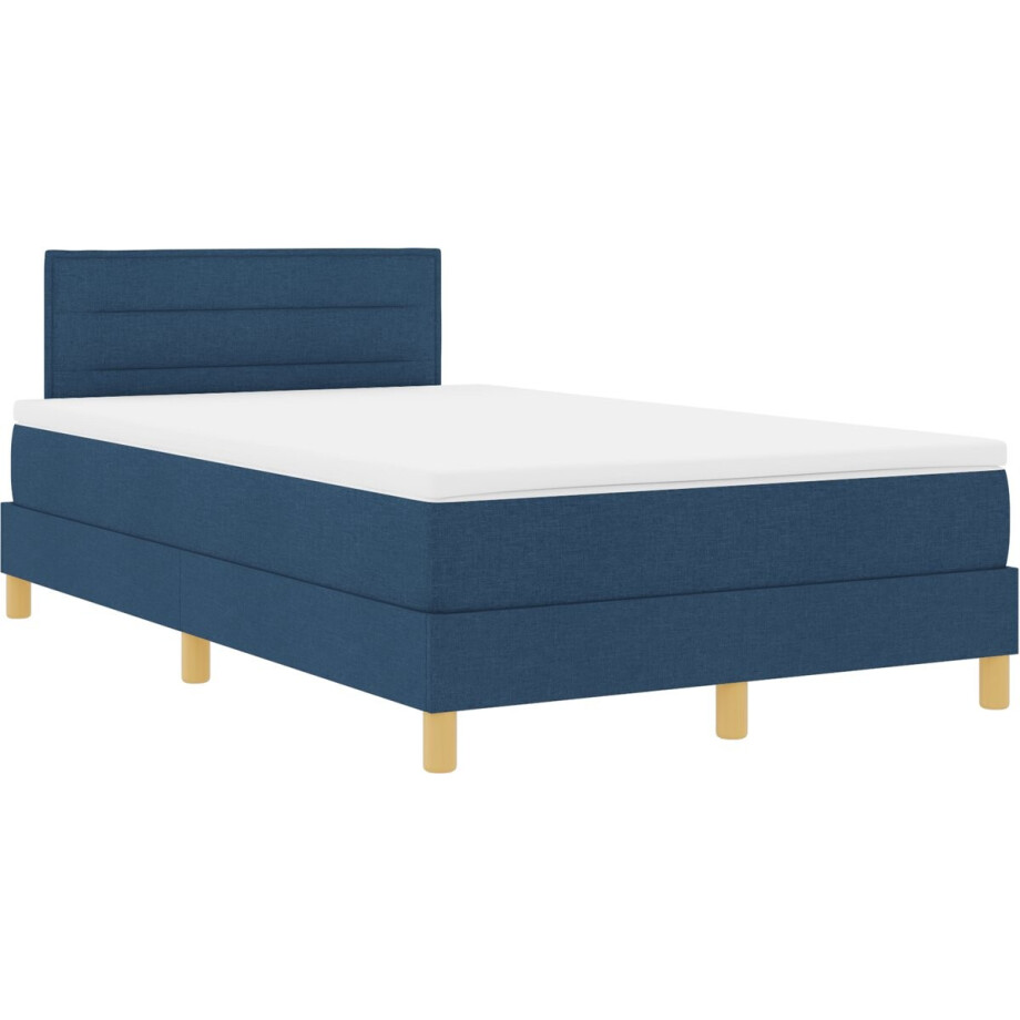 vidaXL - Boxspring - bed - met - kussen - met - hoofdeinde - Blauw - 120 - x - 200 - cm - Stof vidaXL - Boxspring - bed - met - kussen - met - hoofdeinde - Blauw - 120 - x - 200 - cm - Stof afbeelding 1