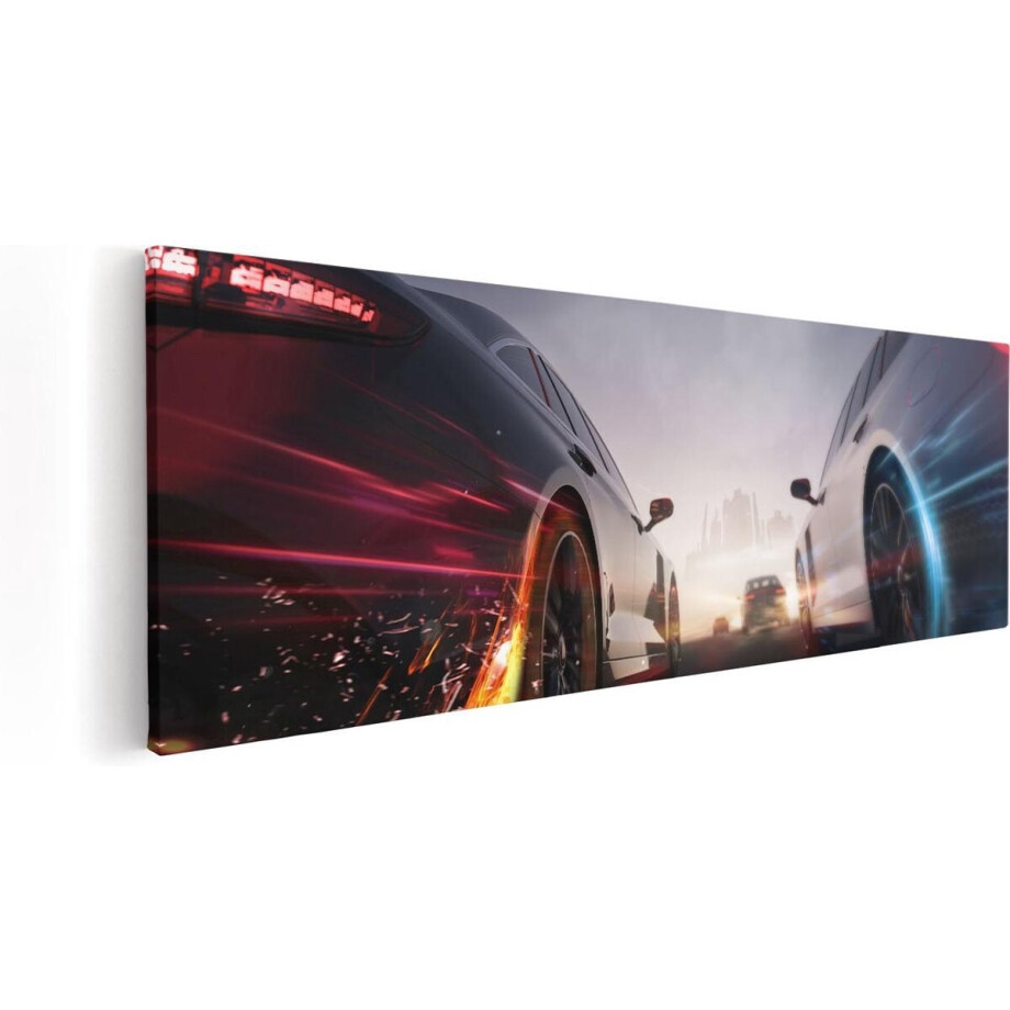Artaza Canvas Schilderij Auto - 120x40 cm - Groot - Wanddecoratie Race - Muurdecoratie Mancave - Schilderijen Op Canvas afbeelding 1