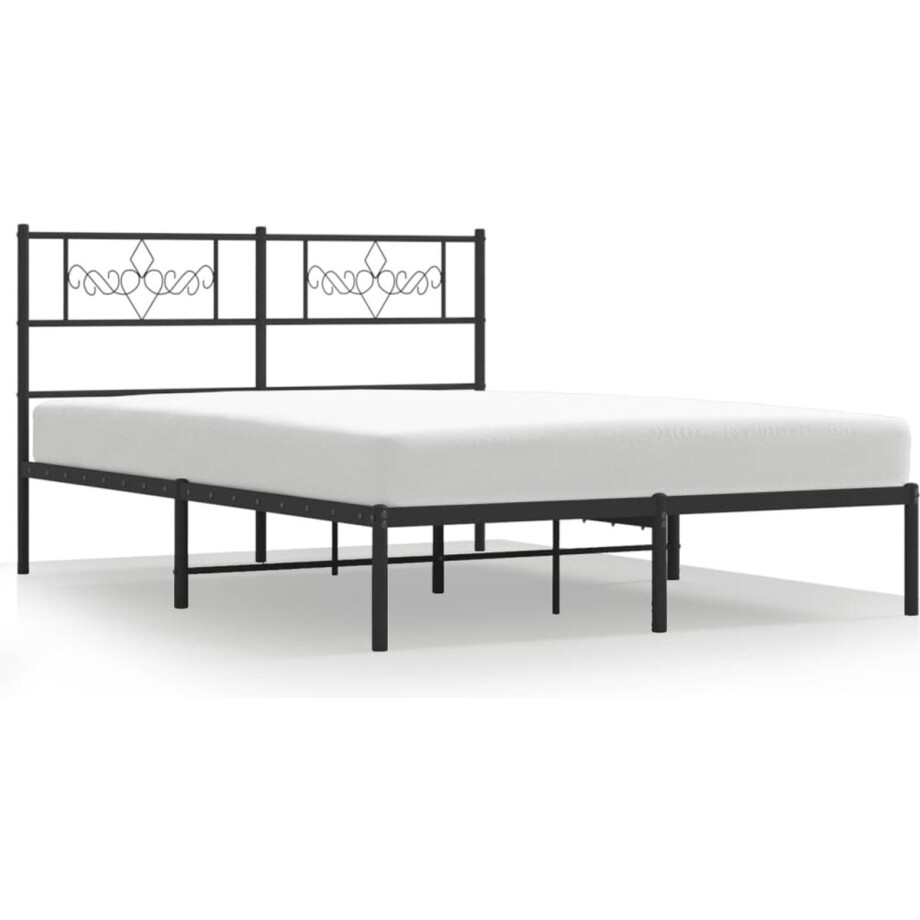 vidaXL - Bedframe - met - hoofdbord - metaal - zwart - 160x200 - cm afbeelding 1