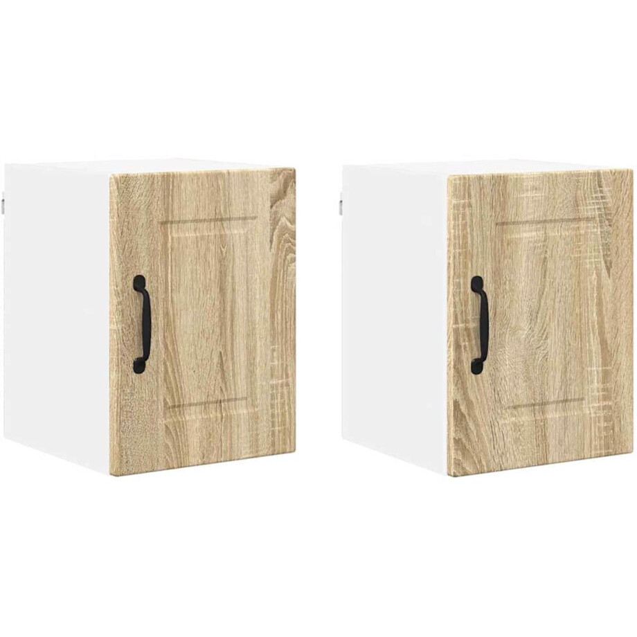 vidaXL - Wandkast - PORTO - 2 - st - Sonoma - Eik - Bewerkt - hout afbeelding 1