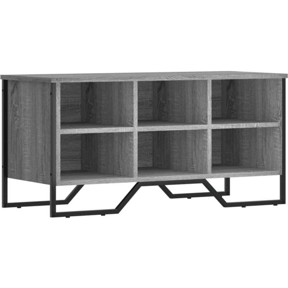 vidaXL - Schoenenkast - 90x38x45,5 - cm - bewerkt - hout - grijs - sonoma - eikenkleur vidaXL - Schoenenkast - 90x38x45,5 - cm - bewerkt - hout - grijs - sonoma - eikenkleur afbeelding 1
