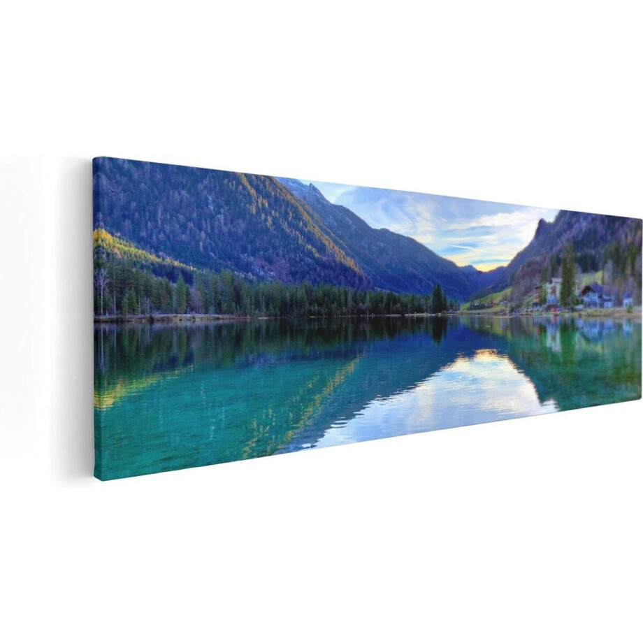 Artaza Canvas Schilderij Bergen - 60x20 cm - Wanddecoratie Landschap - Muurdecoratie Water - Schilderijen Op Canvas afbeelding 1