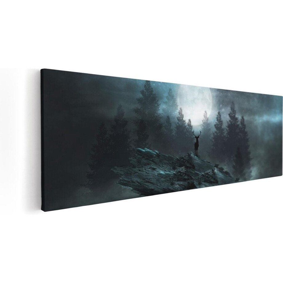 Artaza Canvas Schilderij Hert Op Een Rots Tijdens Volle Maan - 90x30 - Foto Op Canvas - Canvas Print Artaza Canvas Schilderij Hert Op Een Rots Tijdens Volle Maan - 90x30 - Foto Op Canvas - Canvas Print afbeelding 1