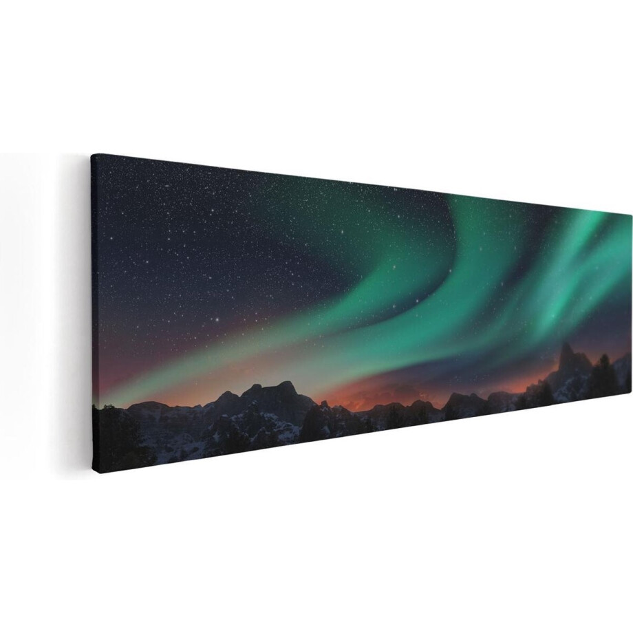 Artaza Canvas Schilderij Noorderlicht in de Bergen - 60x20 - Foto Op Canvas - Canvas Print Artaza Canvas Schilderij Noorderlicht in de Bergen - 60x20 - Foto Op Canvas - Canvas Print afbeelding 1