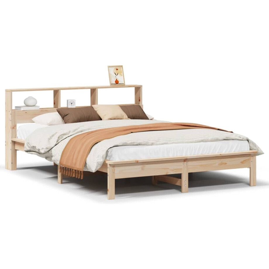 vidaXL - Bedframe - zonder - matras - massief - grenenhout - 135x190 - cm afbeelding 1