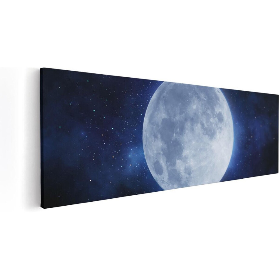 Artaza Canvas Schilderij Volle Maan in de Ruimte - 90x30 - Foto Op Canvas - Canvas Print afbeelding 1