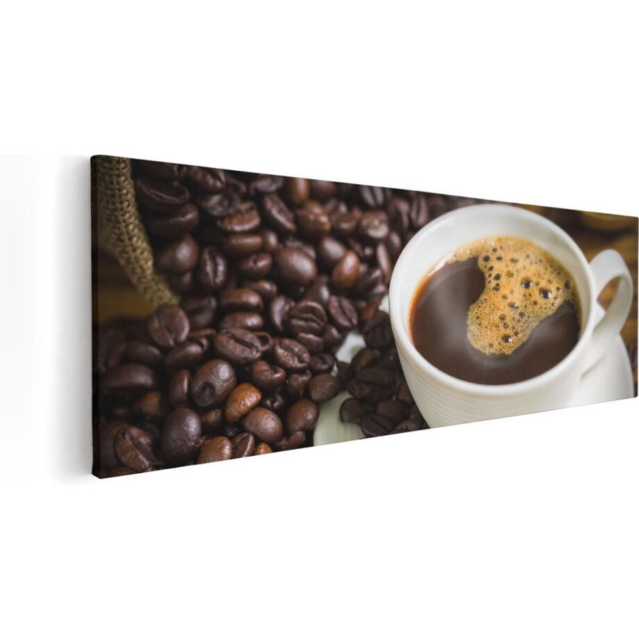 Artaza Canvas Schilderij Koffie - 120x40 cm - Groot - Wanddecoratie Keuken - Muurdecoratie Koffiebonen - Stilleven Schilderijen afbeelding 1