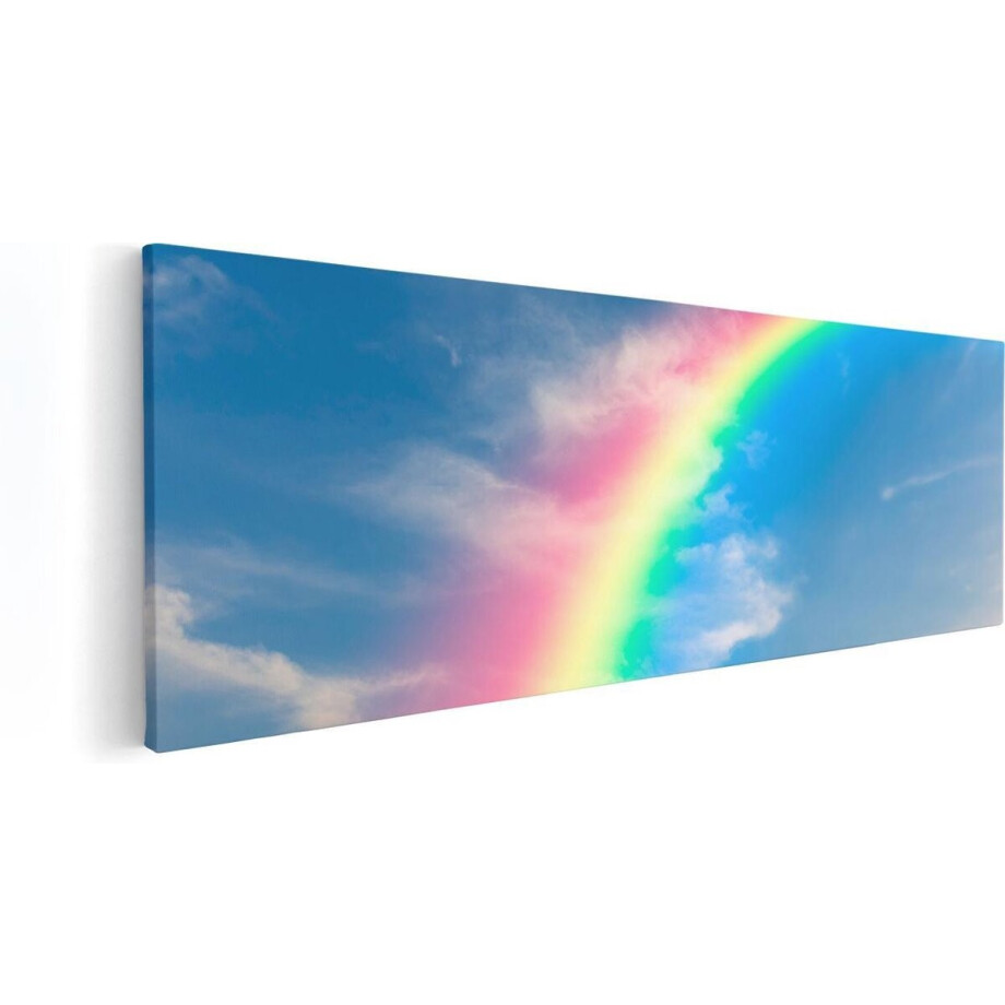 Artaza Canvas Schilderij Regenboog - 60x20 cm - Wanddecoratie Wolken - Muurdecoratie Natuur - Kamer Accessoires afbeelding 1