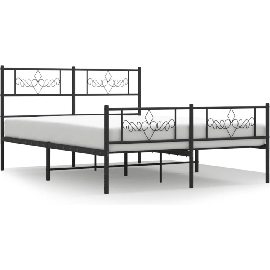 vidaXL - Bedframe - met - voetbord - zonder - matras - metaal - zwart - 160x200 - cm vidaXL - Bedframe - met - voetbord - zonder - matras - metaal - zwart - 160x200 - cm afbeelding 1