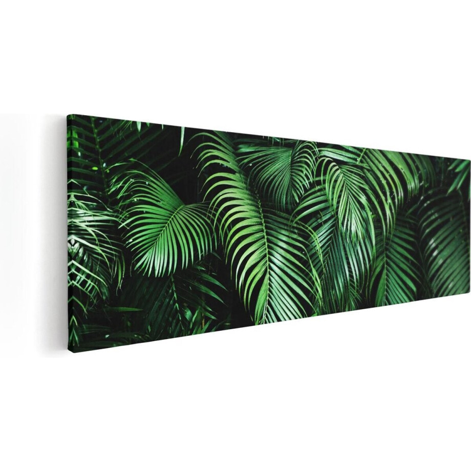 Artaza Canvas Schilderij Tropische Palm Bladeren - Groen - 90x30 - Foto Op Canvas - Canvas Print afbeelding 1