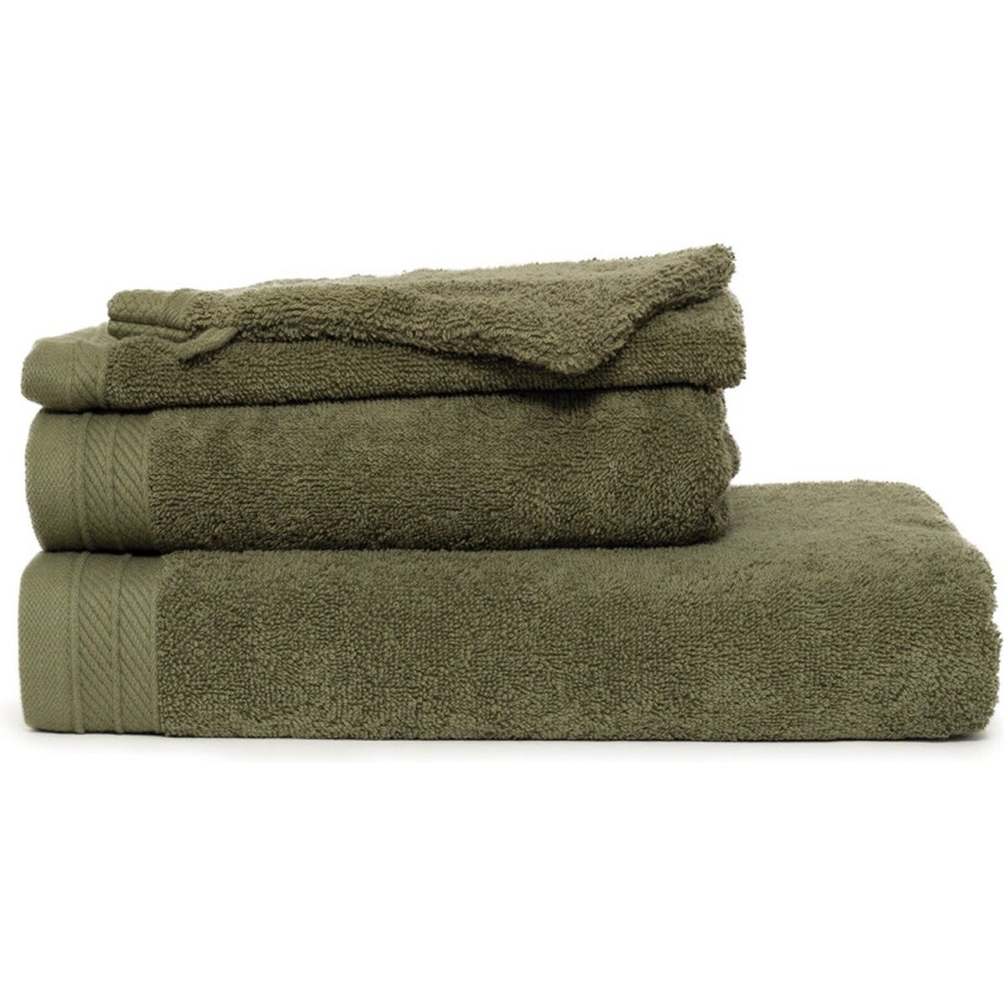 The One Towelling Organische handdoeken set - Badlakens, Handdoeken, Gastendoekjes & Washandjes - 12-Delig - Organisch katoen - Olijfgroen afbeelding 1