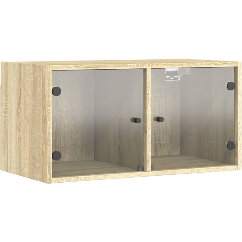 vidaXL - Wandkast - met - glazen - deuren - 68,5x37x35 - cm - sonoma - eikenkleurig afbeelding 1