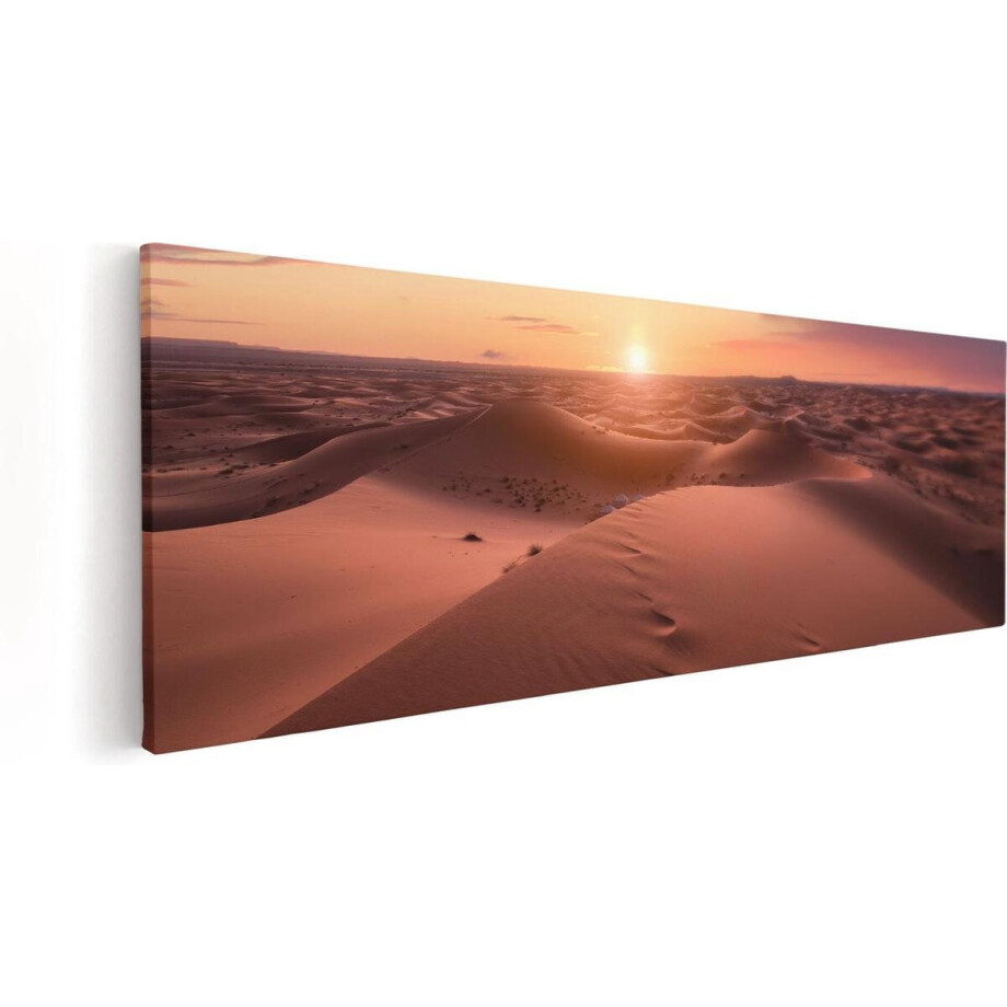 Artaza Canvas Schilderij Woestijn in de Sahara bij Zonsondergang - 120x40 - Groot - Foto Op Canvas - Canvas Print afbeelding 1