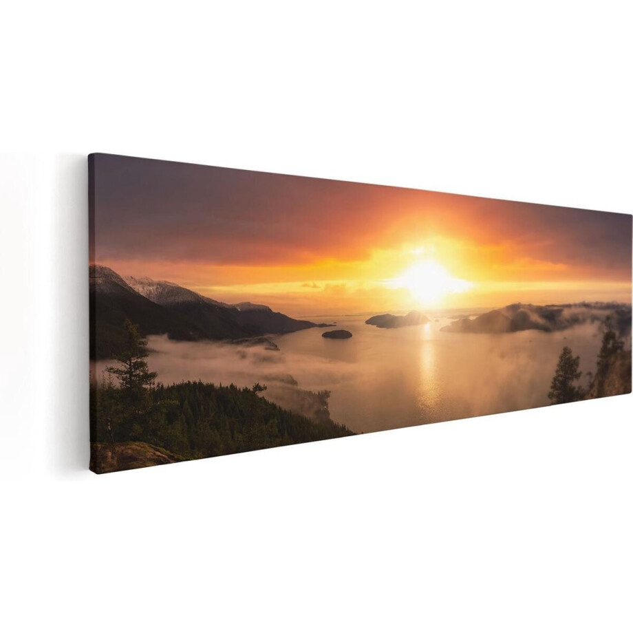 Artaza Canvas Schilderij Zonsondergang In De Bergen Met Wolken - 60x20 - Foto Op Canvas - Canvas Print Artaza Canvas Schilderij Zonsondergang In De Bergen Met Wolken - 60x20 - Foto Op Canvas - Canvas Print afbeelding 1
