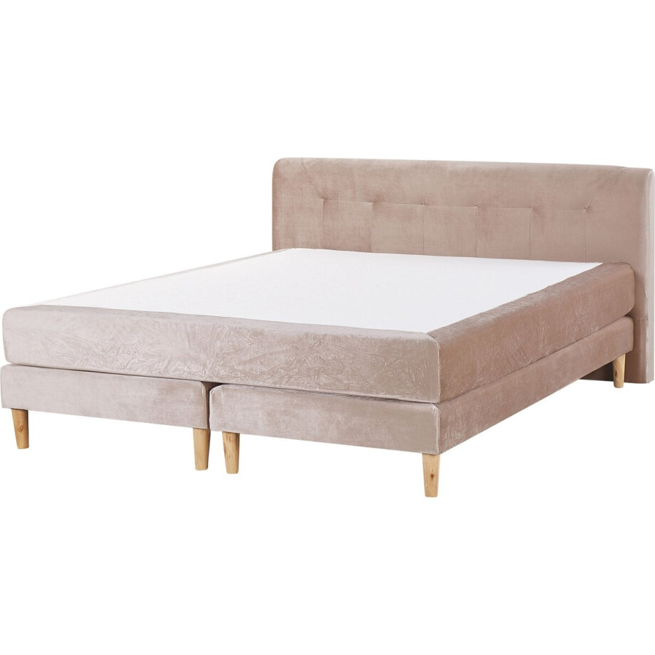 MARQUISE - Tweepersoons boxspring - Beige - 180 x 200 cm - Fluweel MARQUISE - Tweepersoons boxspring - Beige - 180 x 200 cm - Fluweel afbeelding 1