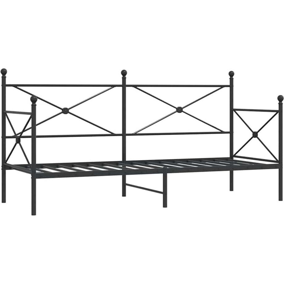 vidaXL - Slaapbank - zonder - matras - 90x200 - cm - staal - zwart vidaXL - Slaapbank - zonder - matras - 90x200 - cm - staal - zwart afbeelding 1