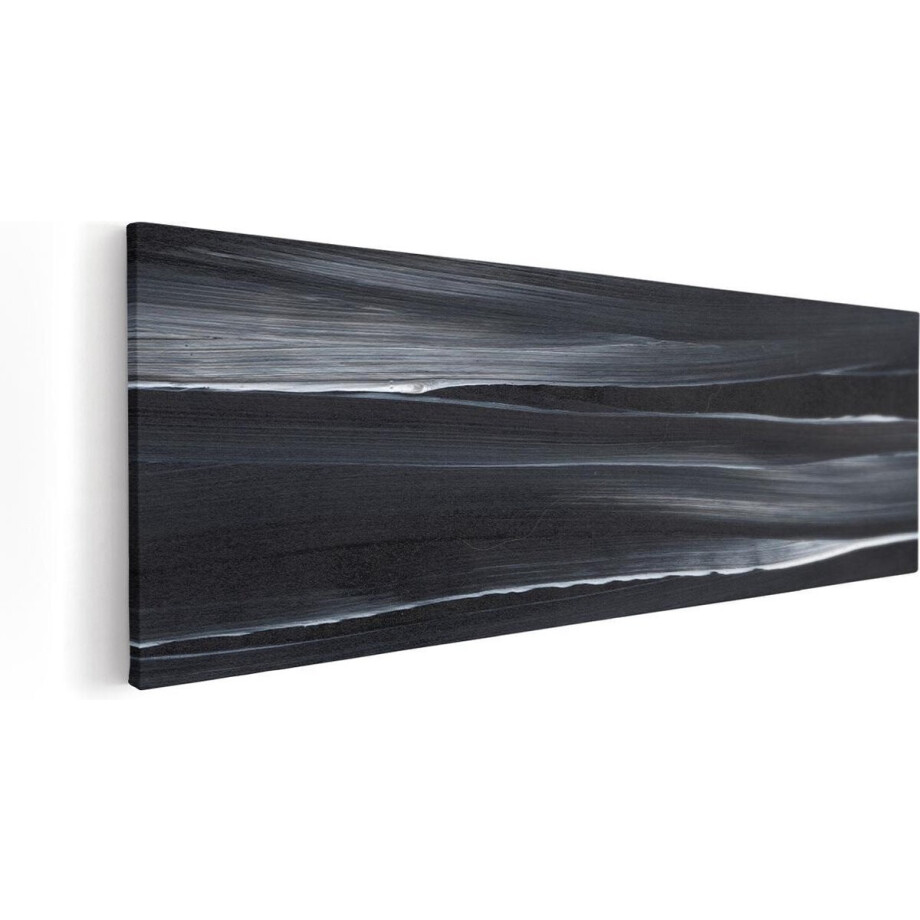 Artaza Canvas Schilderij Abstracte Kunst - Zwart met Witte Lijnen - 60x20 - Foto Op Canvas - Canvas Print afbeelding 1