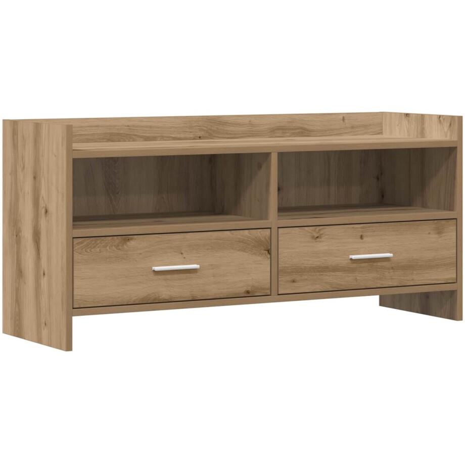 vidaXL - TV - Kast - 100 - x - 33 - x - 47 - cm - Artisanaal - eiken - Bewerkt - hout afbeelding 1