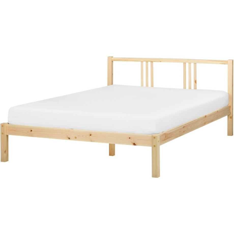 VANNES - Bed - Lichtbruin - 140 x 200 cm - Dennenhout afbeelding 1