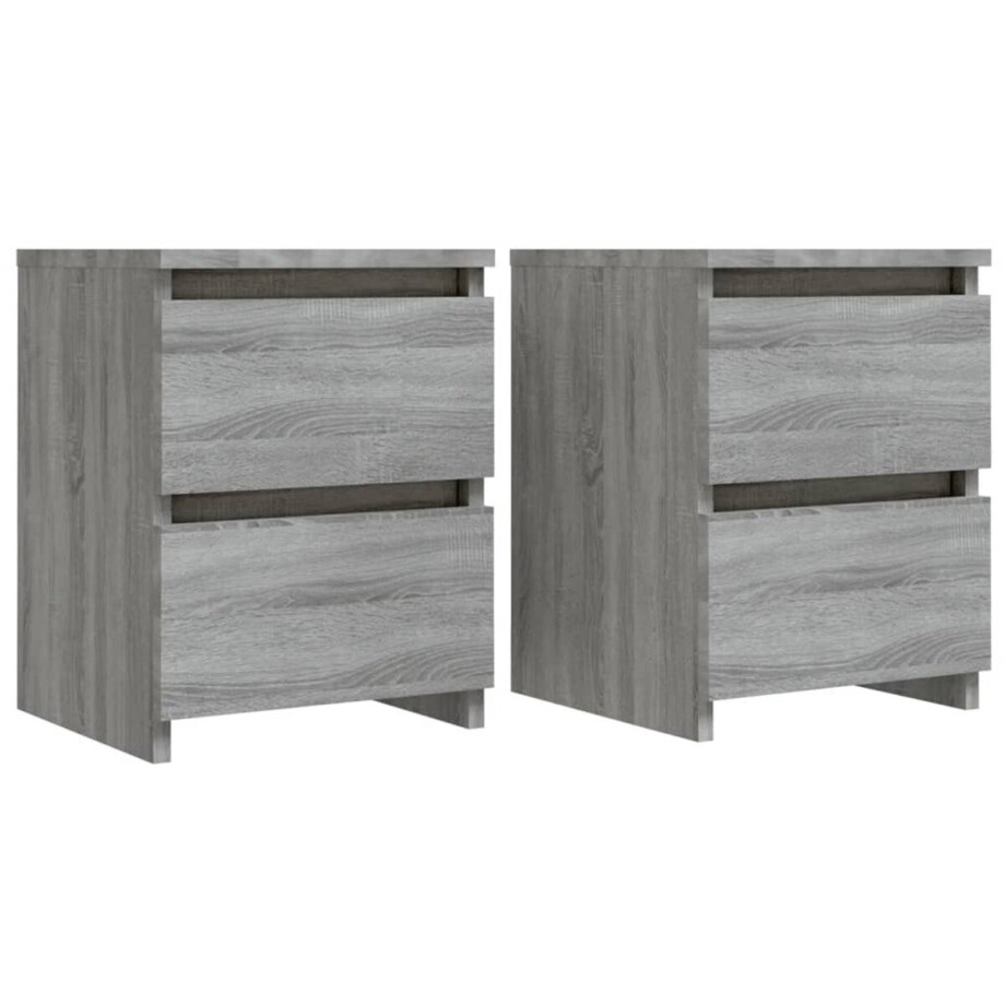 vidaXL - Nachtkastjes - 2 - stuks - Grijs - Sonoma - 30x30x40 - cm - Engineered - Wood afbeelding 1
