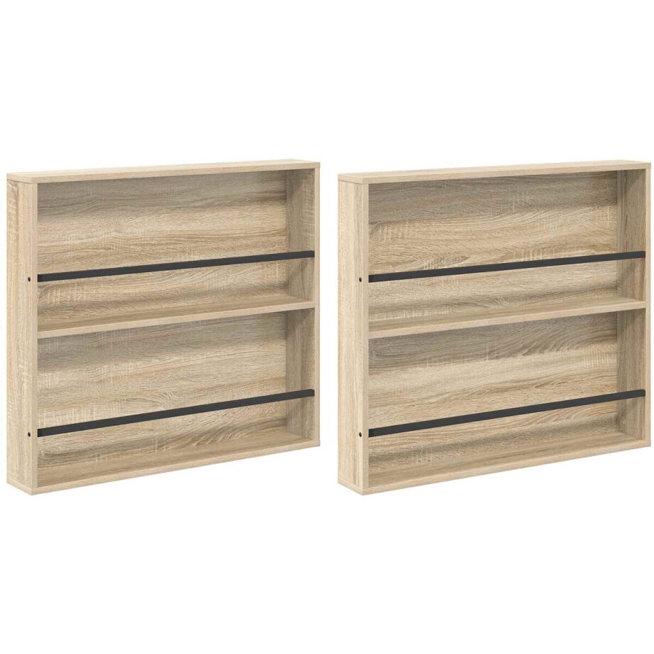 vidaXL - Tijdschriftenrek - 2 - pcs - Sonoma - Eik - 80 - x - 12 - x - 70 - cm - Bewerkt - hout afbeelding 1
