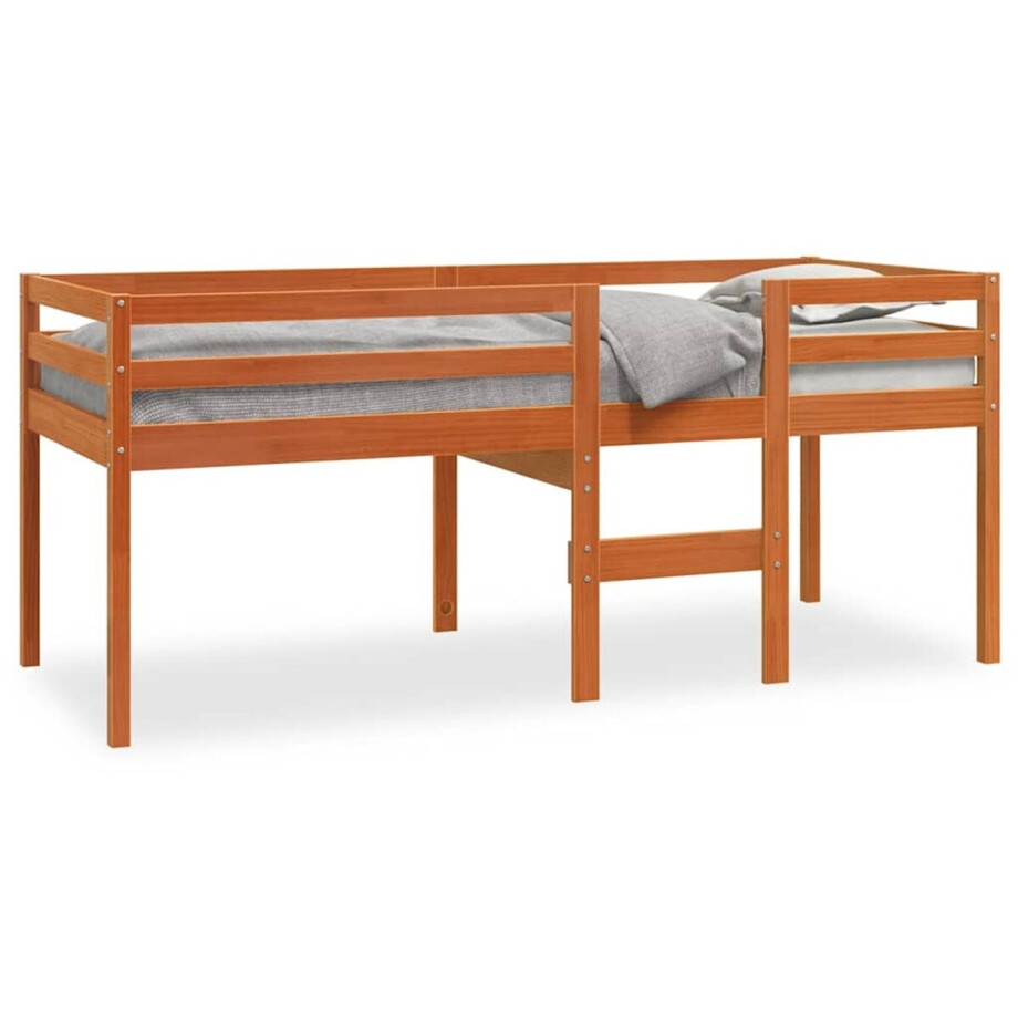 vidaXL - Hoogslaper - massief - grenenhout - wasbruin - 80x200 - cm vidaXL - Hoogslaper - massief - grenenhout - wasbruin - 80x200 - cm afbeelding 1