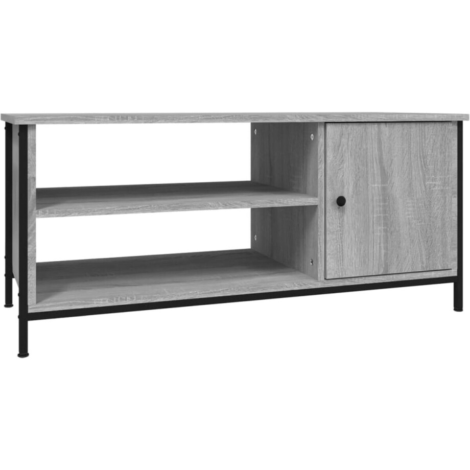 vidaXL - Tv-meubel - 100x40x45 - cm - bewerkt - hout - grijs - sonoma - eikenkleurig afbeelding 1