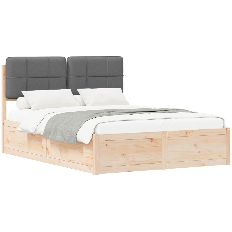 vidaXL - Bedframe - met - Gevoerde - Hoofdbord - Donkergrijs - 160 - x - 200 - cm afbeelding 1