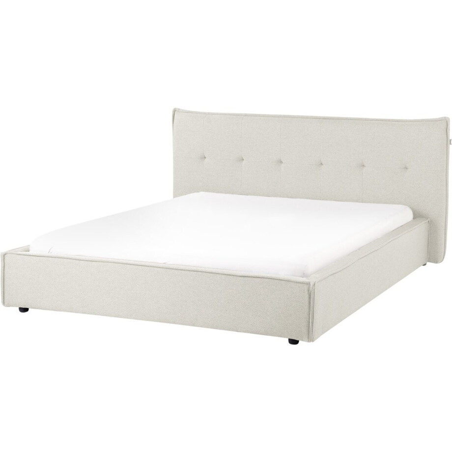 BELIANI LESTRE - Tweepersoonsbed - Gebroken wit - 160 x 200 cm - Linnen BELIANI LESTRE - Tweepersoonsbed - Gebroken wit - 160 x 200 cm - Linnen afbeelding 1