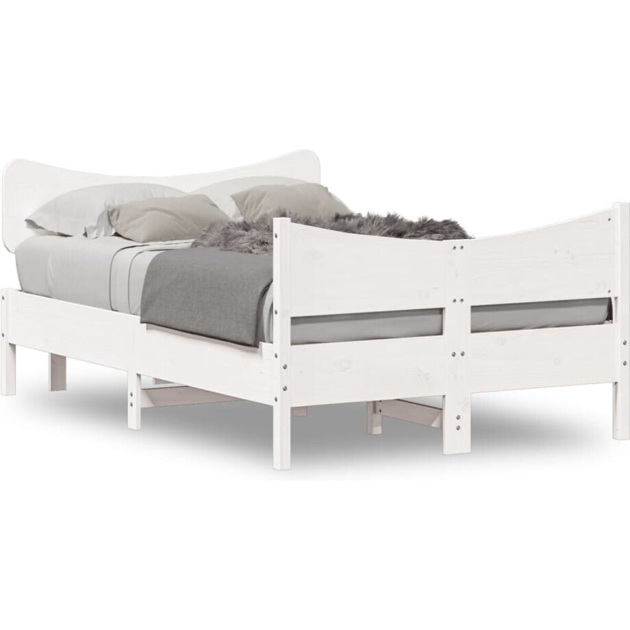vidaXL - Bedframe - zonder - matras - massief - grenenhout - wit - 120x200 - cm vidaXL - Bedframe - zonder - matras - massief - grenenhout - wit - 120x200 - cm afbeelding 1