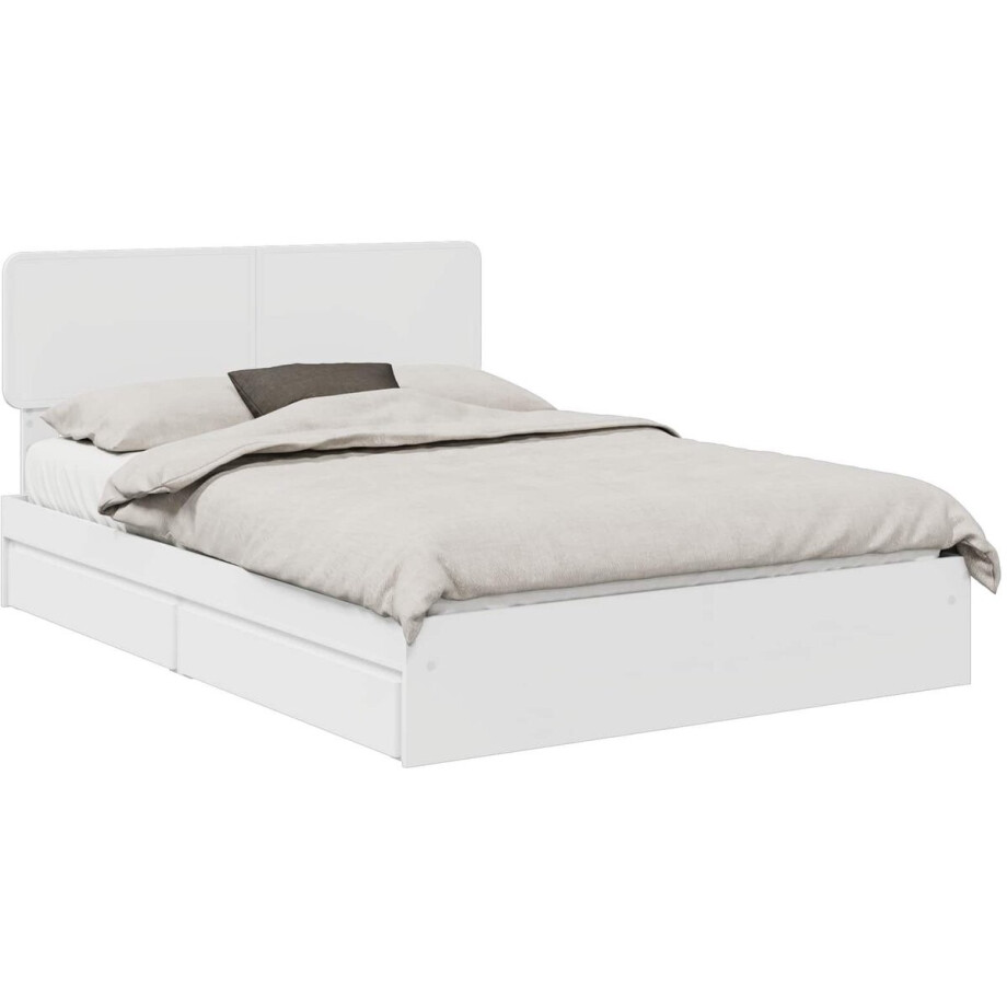 vidaXL - Opbergbed - met - lade - met - hoofdeinde - Wit - 160 - x - 200 - cm - Bewerkt - hout afbeelding 1